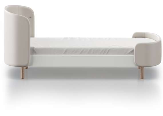 Кровать KIDI Soft для детей от 3 до 7 лет (молочный, экокожа)