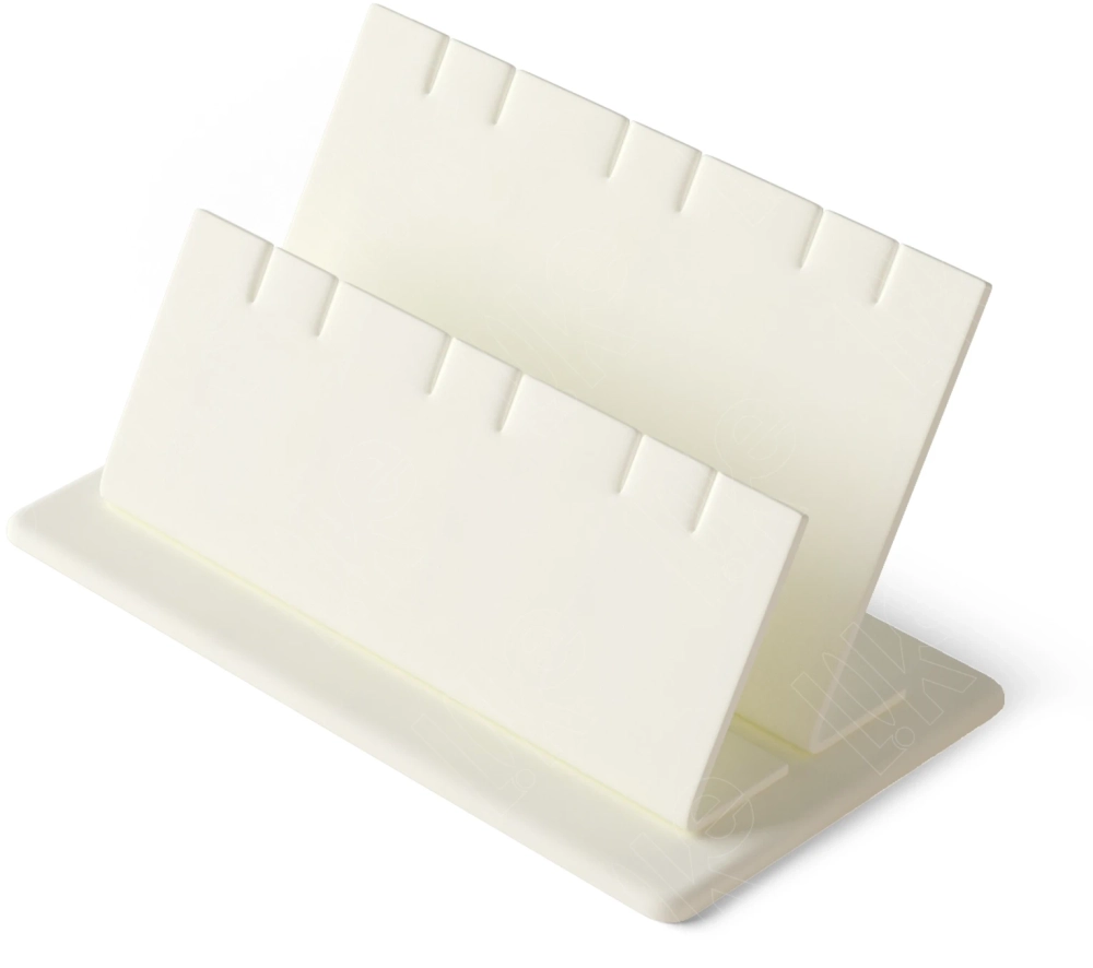 Демонстрационная подставка для 6 пар серег, слоновая кость, двойная, с прорезями, 160×85×78 мм