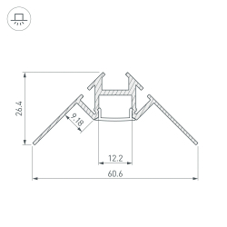Профиль ARH-DECORE-S12-INT-2000 ANOD внутренний (Arlight, Алюминий) 023868