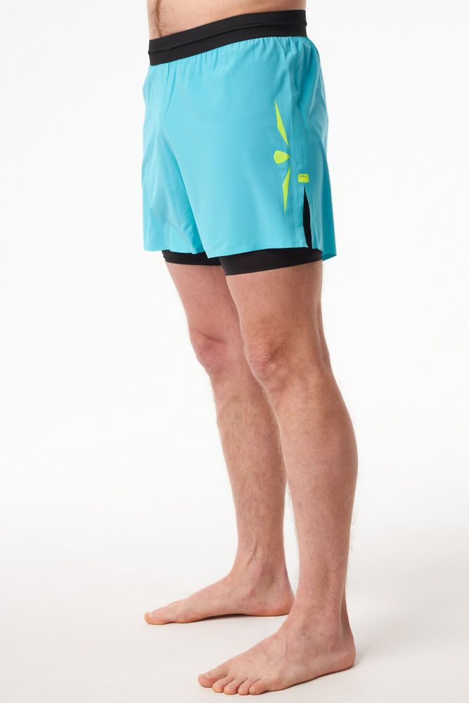 ШОРТЫ МУЖСКИЕ SPEED AERO 5 ELEVATE 2IN1 SHORT | SKYBLUE YELLOW