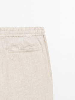 Massimo Dutti Льняные брюки total look, кремовый