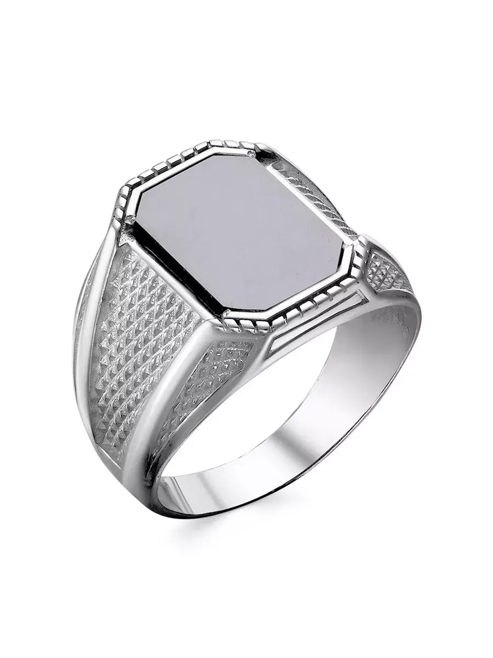 Серебряная печатка с черным агатом