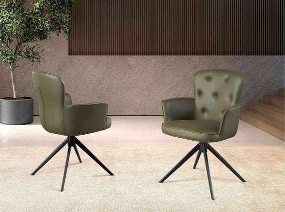 Вращающееся кресло 4192 из темно-зеленой экокожи