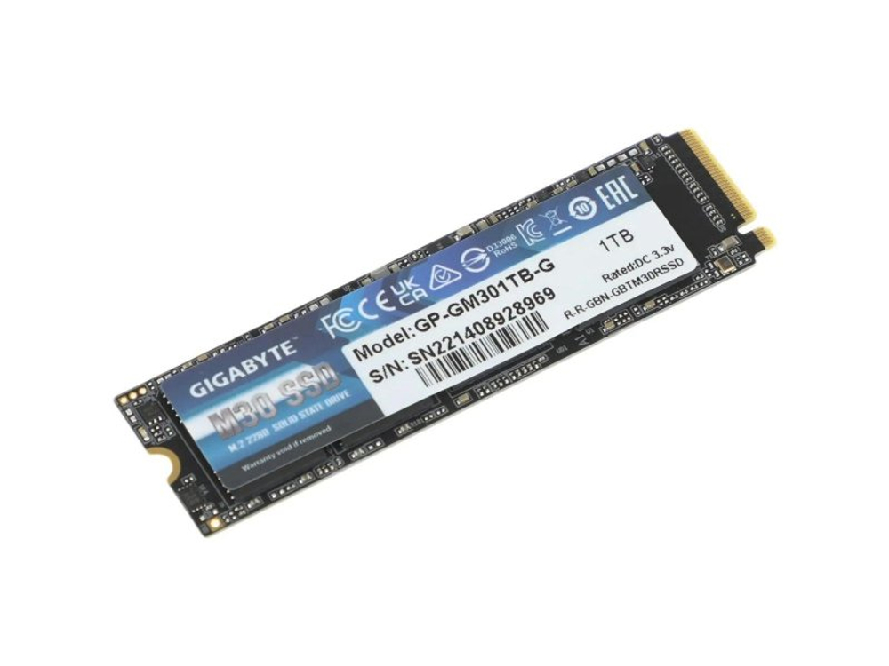 SSD накопитель Gigabyte 1ТБ, M.2 2280, PCIe 3.0 x4, NVMe [GP-GM301TB-G]