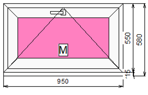 Пластиковое окно 550 х950 фрамуга (форточка) ТермА Эко + Москитная сетка