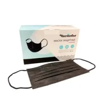 Маска 3-х слойная на резинках Чистовье 100 шт черная