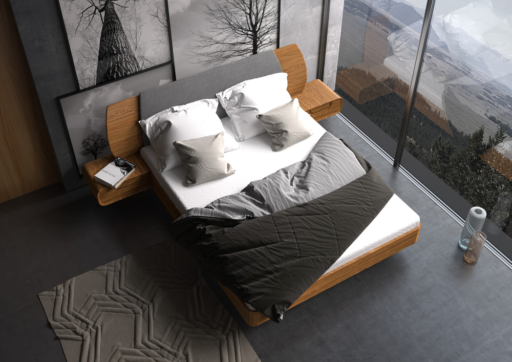 Кровать из массива дуба с тумбами Deo