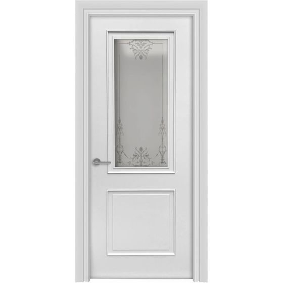 Купить Межкомнатная дверь эмаль Лайн 3/2 Багет белая остеклённая 1