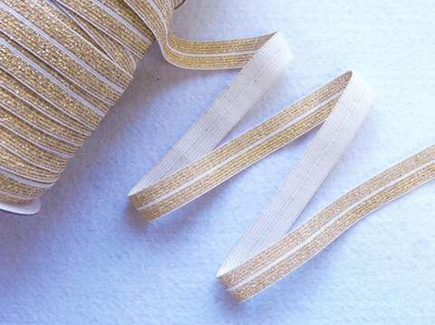 Бейка трикотажная (эластичная, 1,5см). Золото, люрекс