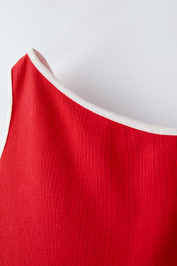 ZARA ТОП АСИММЕТРИЧНОГО КРОЯ С СЕРДЕЧКОМ, КРАСНЫЙ