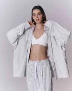 Рубашка One Two Oversized Striped Shirt White