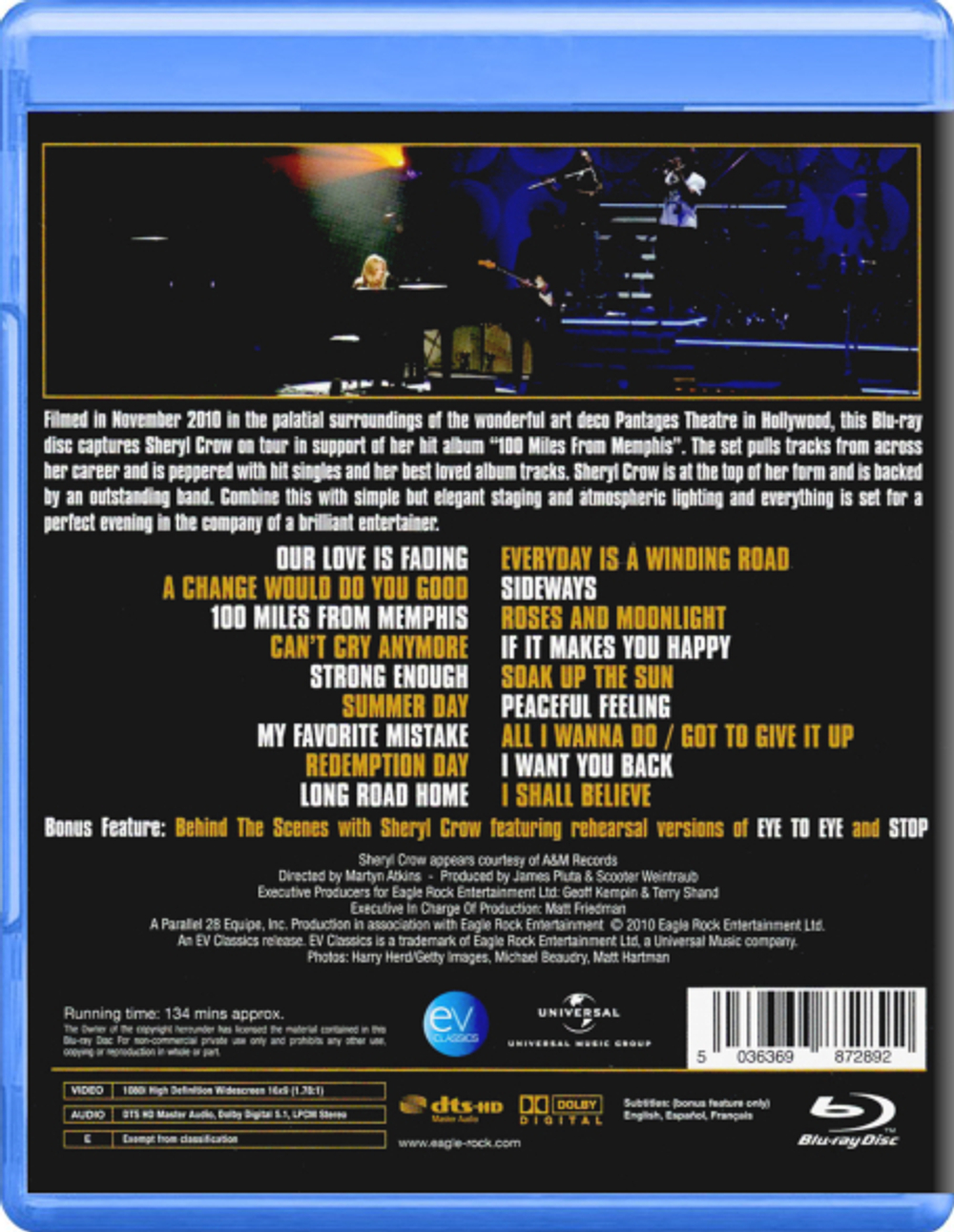 Sheryl Crow / Miles From Memphis - Live At The Pantages Theatre (Blu-ray)