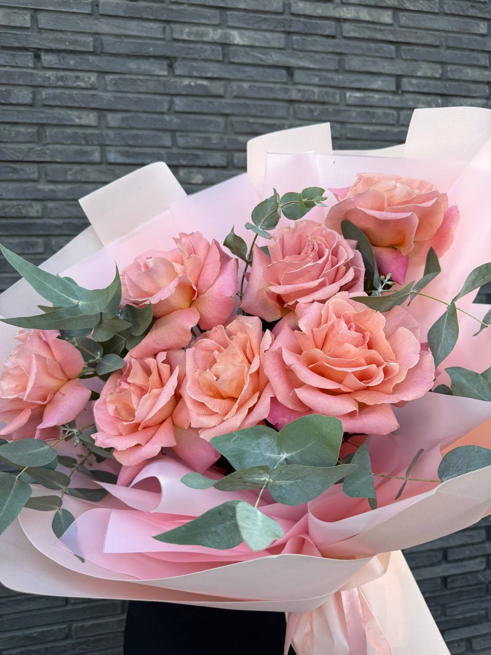 Букет персиковых французских роз