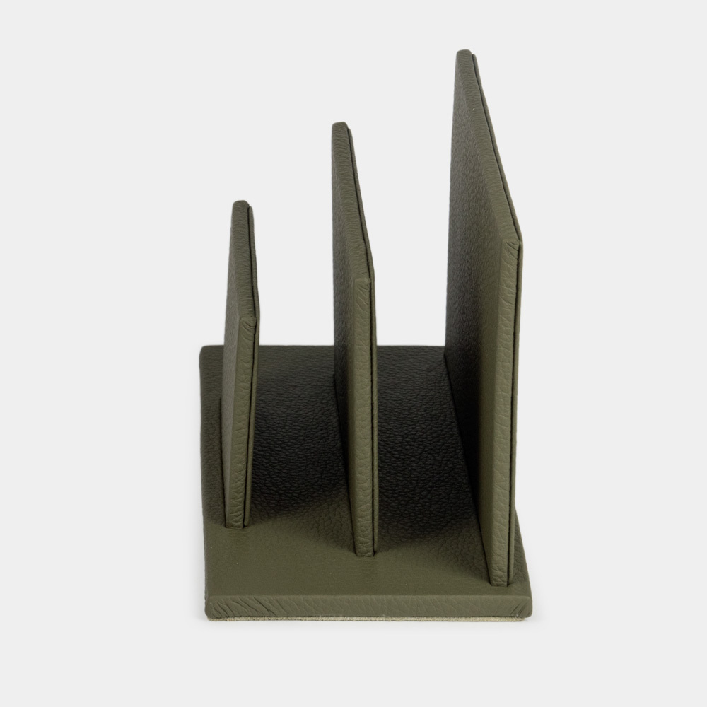 Подставка для визиток и бумаг из натуральной кожи теленка, зеленого цвета