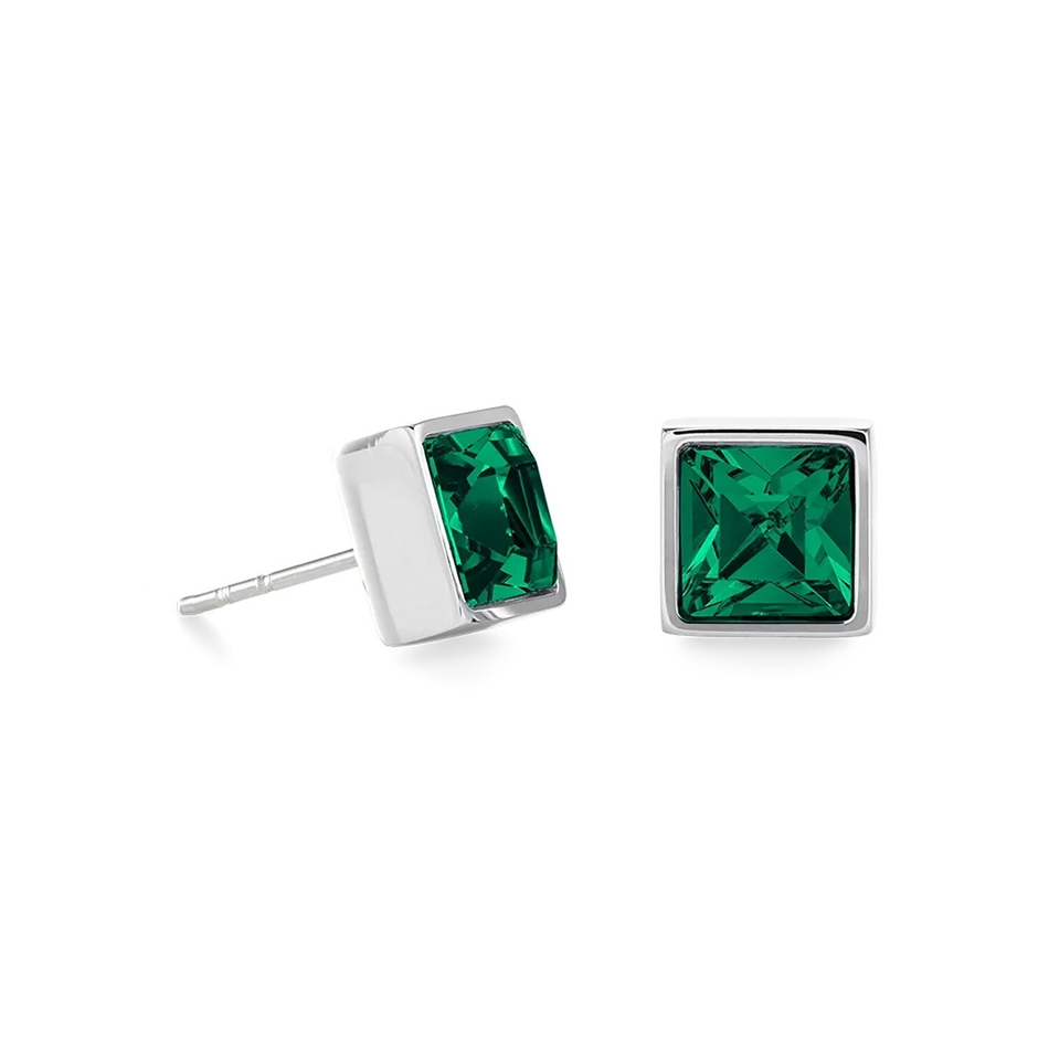 Серьги-пусеты Coeur de Lion Dark green-silver 0500/21-0548