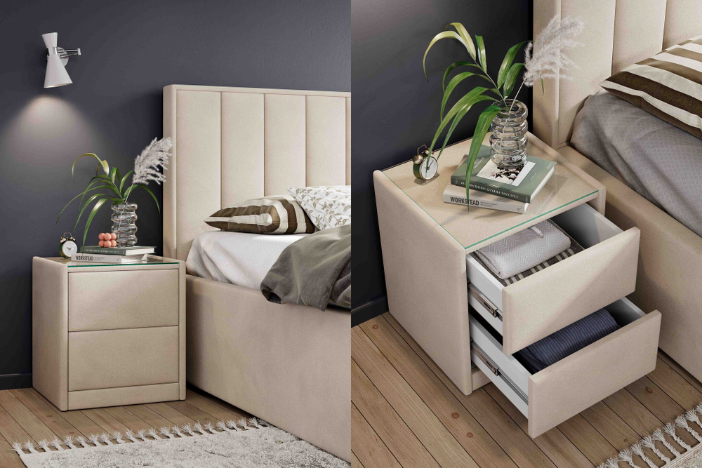 Тумба мягкая "Аризона" Мора бежевый