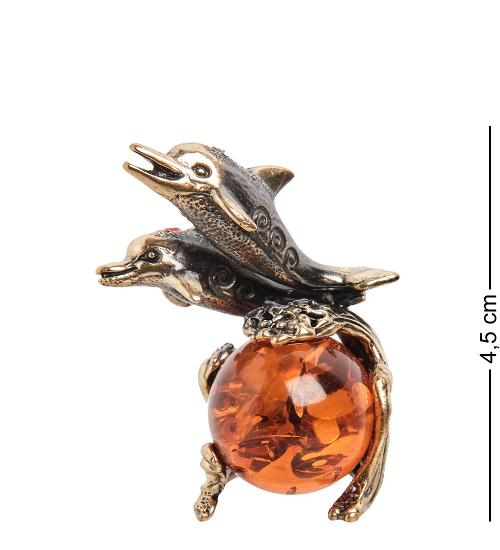 Народные промыслы AM- 267 Фигурка «Дельфины» (латунь, янтарь)