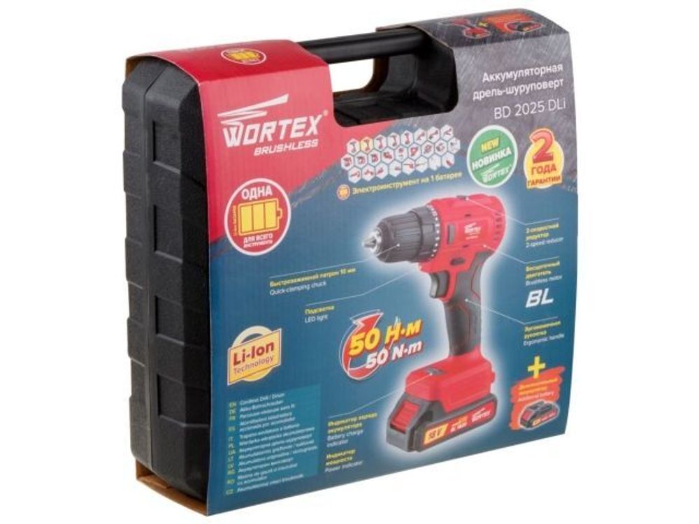 Аккуммуляторная дрель-шуруповерт WORTEX BD 2025-1 DLi