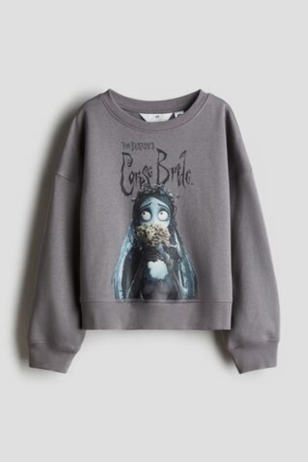 H&M Толстовка с принтом, темно-серый