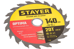 Диск пильный по дереву Оптимальный рез (140x20/16 мм; 20T) Stayer 3681-140-20-20_z01
