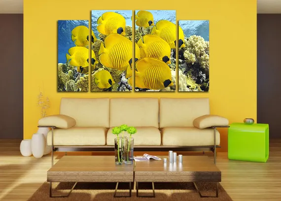 Модульная картина "Желтые рыбки"