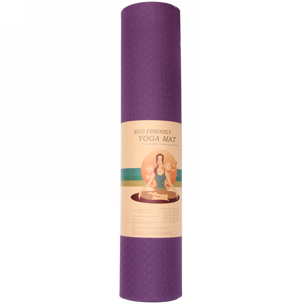 Коврик для йоги 6мм 61*183 см «Гармония» 2х сторонний, фиолетовый/розовый