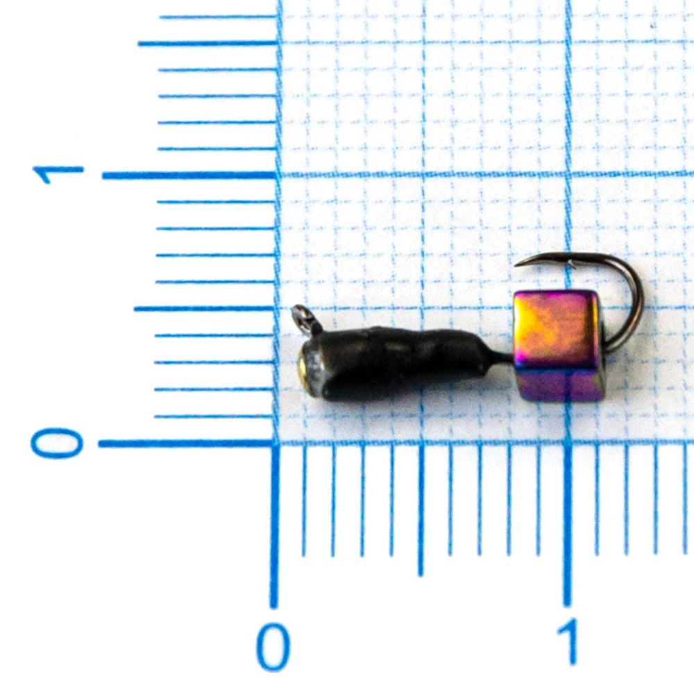 Мормышка Владимирская 291 "Муравей с зеркальцем", с кубиком хамелеон, 2.5мм, 0.6гр (15шт/уп)