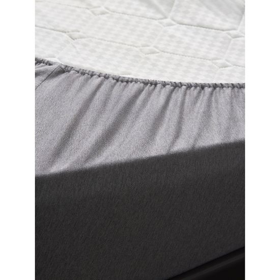 Простыня на резинке из хлопкового трикотажа серого цвета из коллекции essential, 160х200х30 см