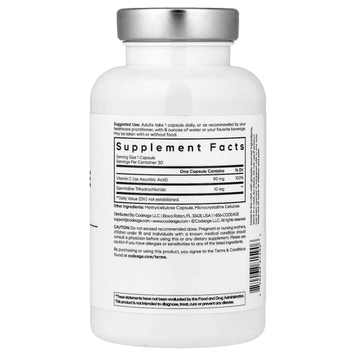 Codeage, спермидин, 30 растительных капсул