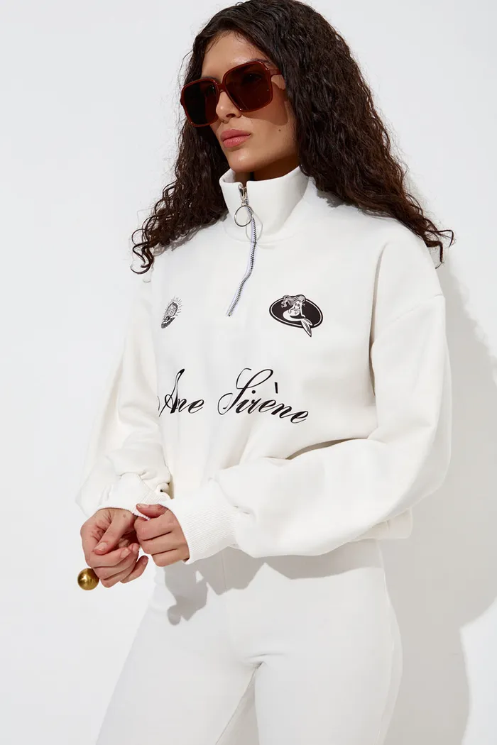 Олимпийка с короткой молнией "Âme Sirène" кремового цвета