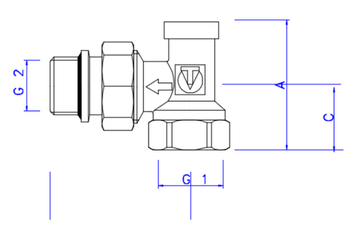 Клапан регулирующий Valtec 1/2" угловой с доп. уплотнением арт. VT.019.NR.04 для радиаторов