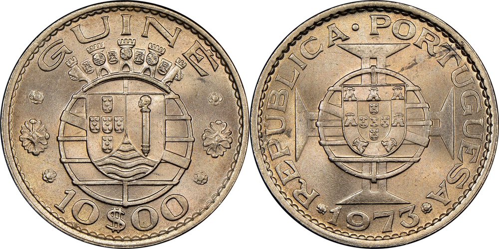 Гвинея-Бисау 10 эскудо, 1973 Португальская колония XF