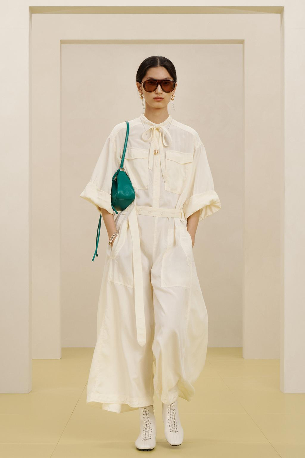 ZARA КОМБИНЕЗОН ИЗ ЛИОЦЕЛЛА, ЭКРЮ