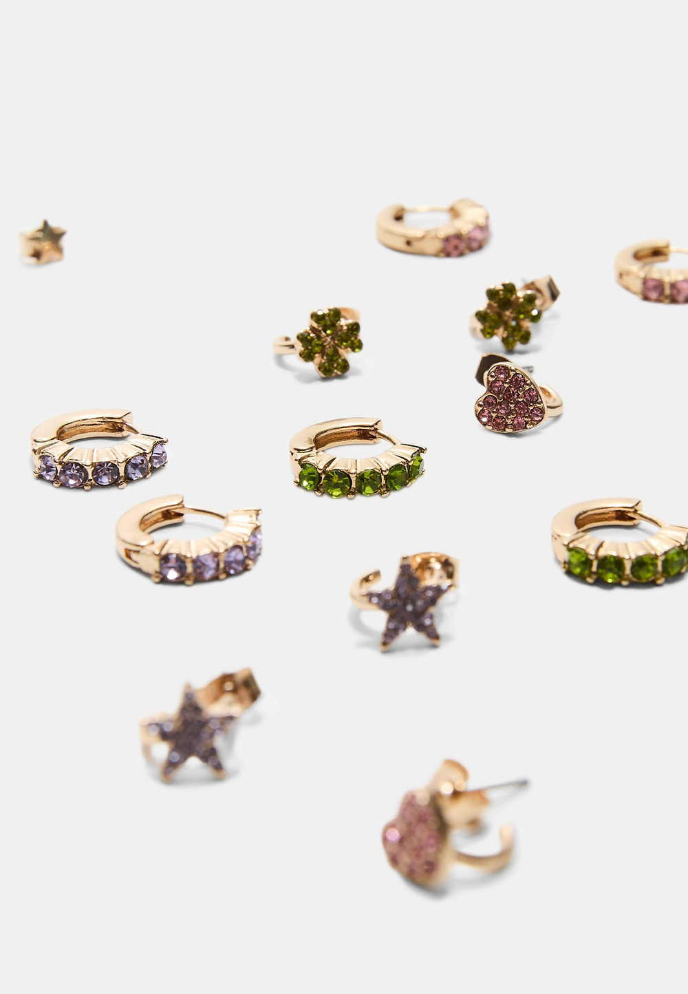 STRADIVARIUS Набор из 9 пар блестящих сережек, золотой