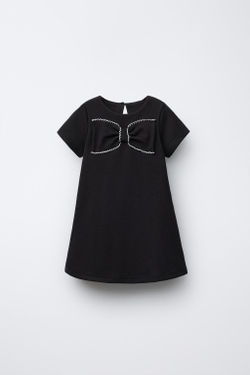 ZARA ПЛАТЬЕ С БАНТОМ, ЧЕРНЫЙ