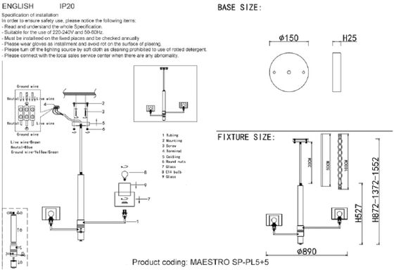 Подвесная люстра Crystal Lux Maestro SP-PL5+5 Chrome