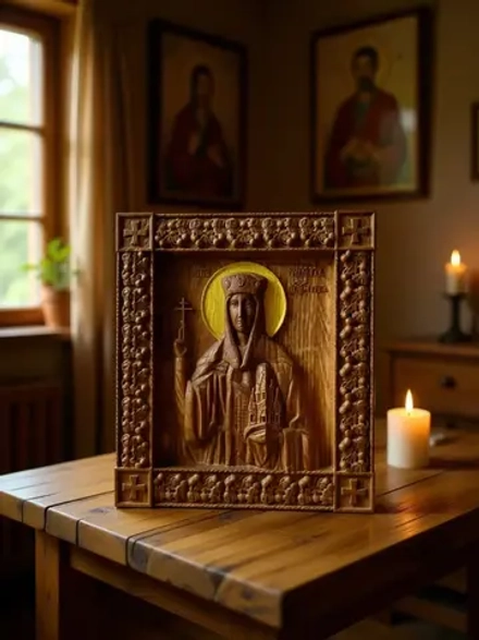 Освященная Икона святой цар. Тамары Грузинской 21х18 см дуб