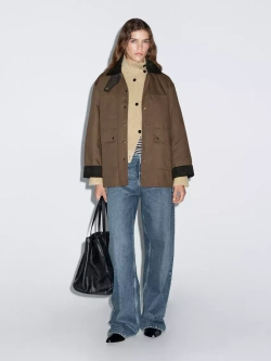 Massimo Dutti Парка с вощеным покрытием и деталями из вельвета, коричневый