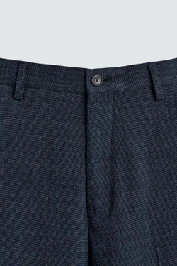 ZARA КОСТЮМНЫЕ БРЮКИ ИЗ ТКАНИ С УЗОРОМ, СИНИЙ / ИНДИГО