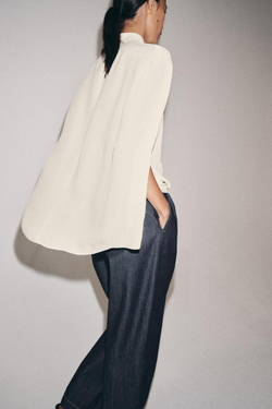 ZARA РУБАШКА-КЕЙП С РАЗРЕЗАМИ ZW COLLECTION, ЭКРЮ