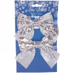 Бант на ёлку «Блеск» 12*14 см (набор 2 шт), Серебро
