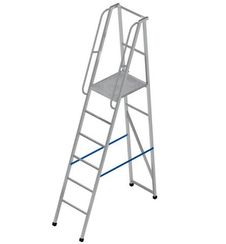 Лестница-платформа фиксированной высоты алюминиевая MEGAL ЛПФВА Н=1.0-2 с резиновыми башмаками