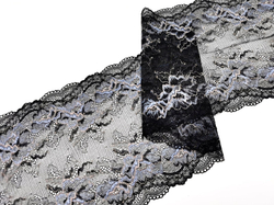 Эластичное кружево, 21,5 см, черное и голубое(Арт: EK-2703), м