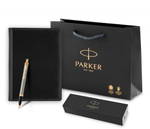 Подарочный набор: Ежедневник недатированный и Шариковая ручка Parker IM Metal, цвет: Brushed Metal GT