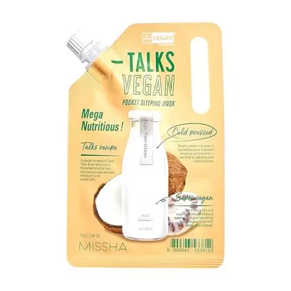 Маска для лица ночная питательная MISSHA Talks Vegan Pocket Sleeping Mask Mega Nutritious 10 гр