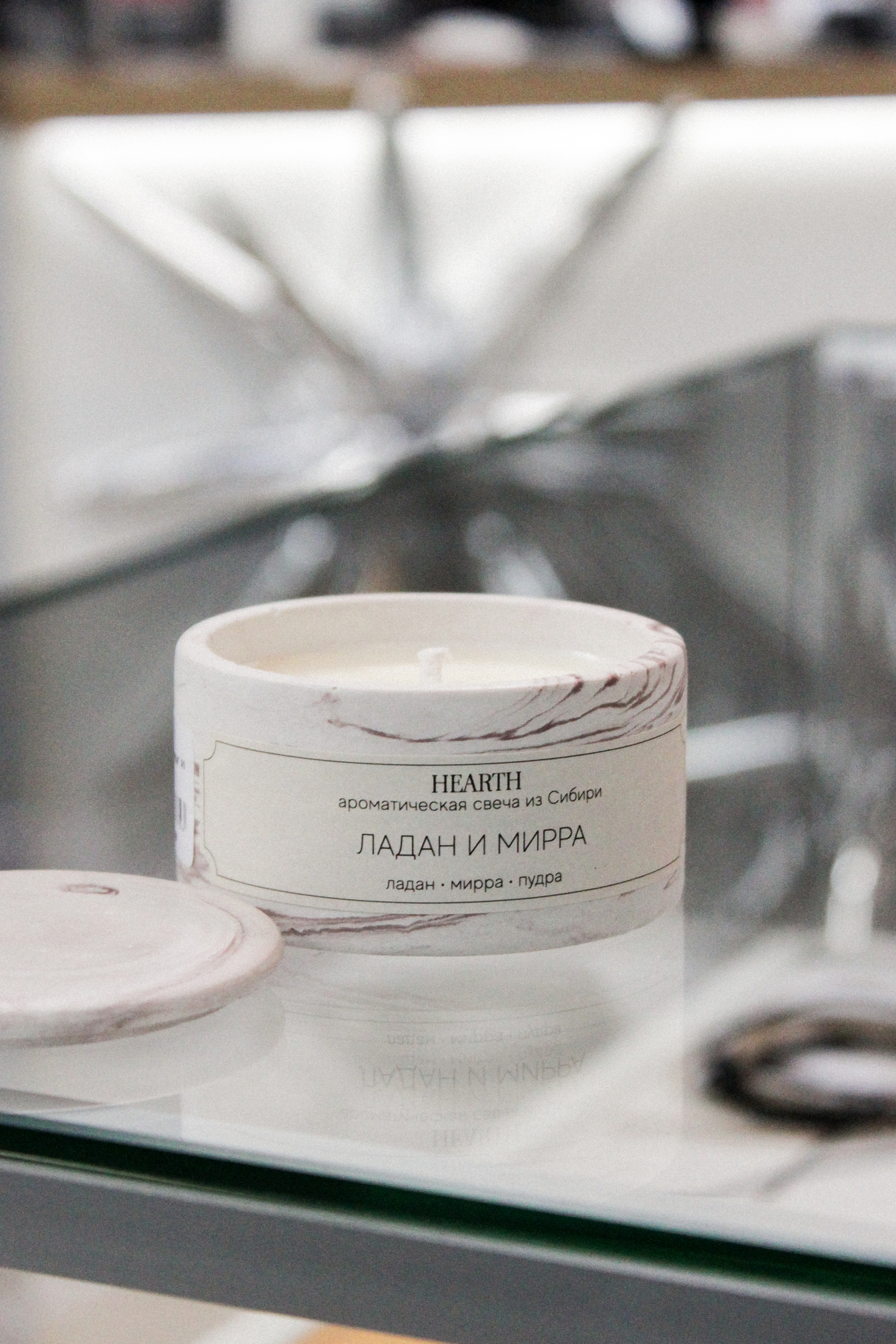 Свеча Ладан и мирра, гипс, 80 мл.