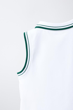 ZARA ФУТБОЛКА ПОЛО С КОНТРАСТНОЙ НАДПИСЬЮ, БЕЛЫЙ