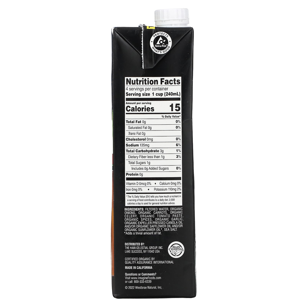 Imagine Soups, органический овощной бульон, с низким содержанием натрия, 946 мл (32 жидк. унции)