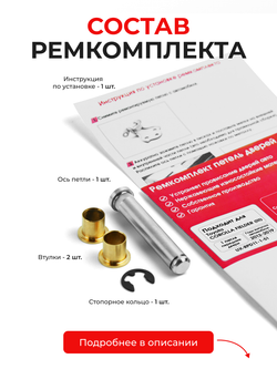 Ремкомплект (втулки) петель передних дверей Toyota COROLLA FIELDER (III) [Кузов: NKE165; NRE16#; NZE16#; ZRE162] (1 петля, RPD11-1) 2012-2019