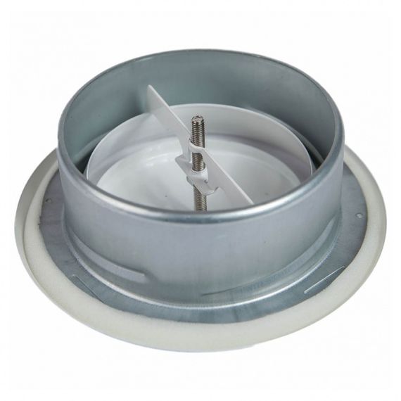 Диффузор (анемостат) вытяжной DEC DVS 125 (Нидерланды), металлический, круглый, белый, для гибких и жестких воздуховодов